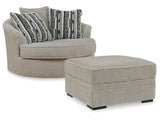 Calnita Sisal Oversized Swivel Chair and Ottoman - Ornate Home