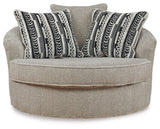 Calnita Sisal Oversized Swivel Chair and Ottoman - Ornate Home