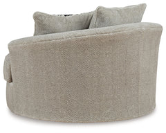 Calnita Sisal Oversized Swivel Chair and Ottoman - Ornate Home