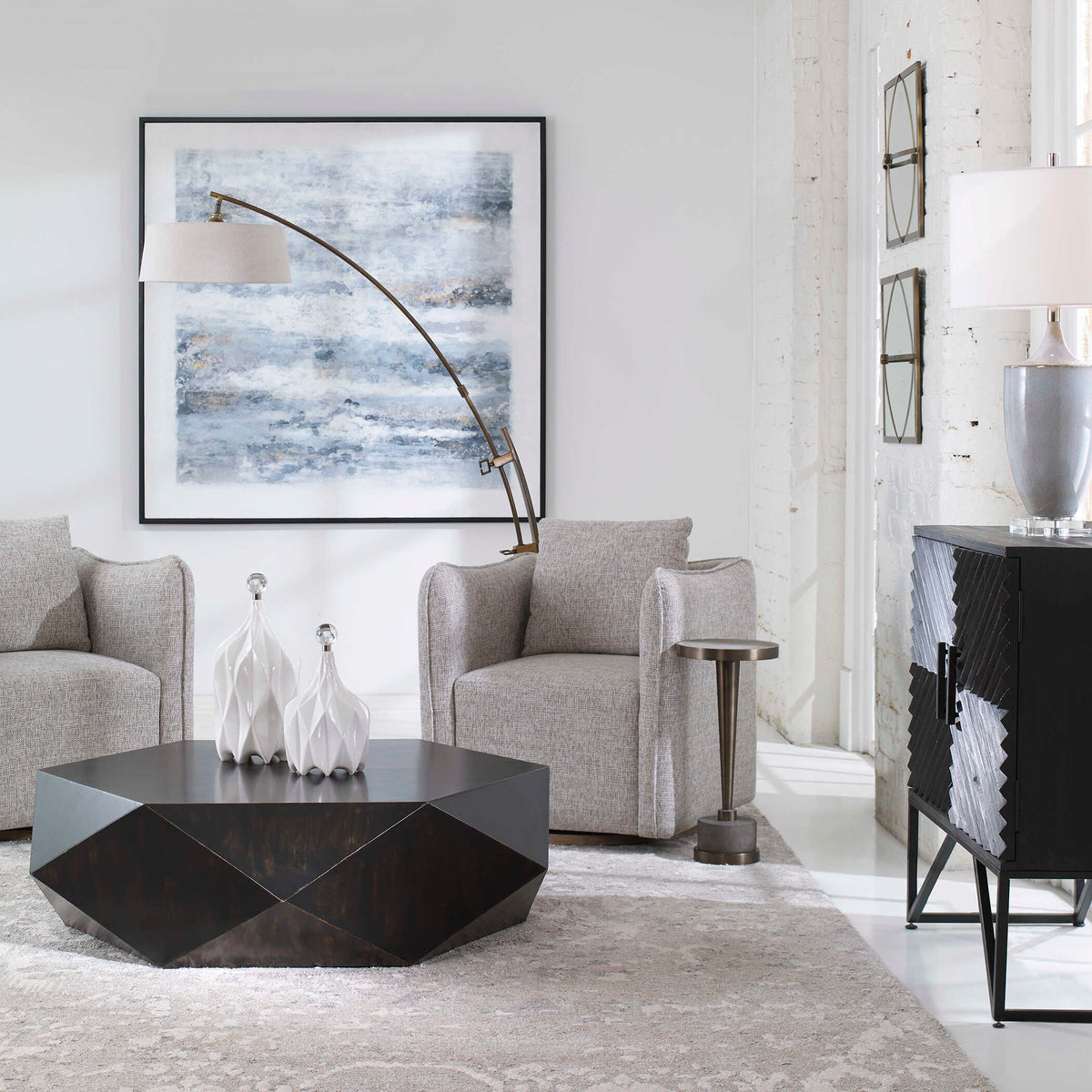Calogero Bronze Arc Floor Lamp - Ornate Home
