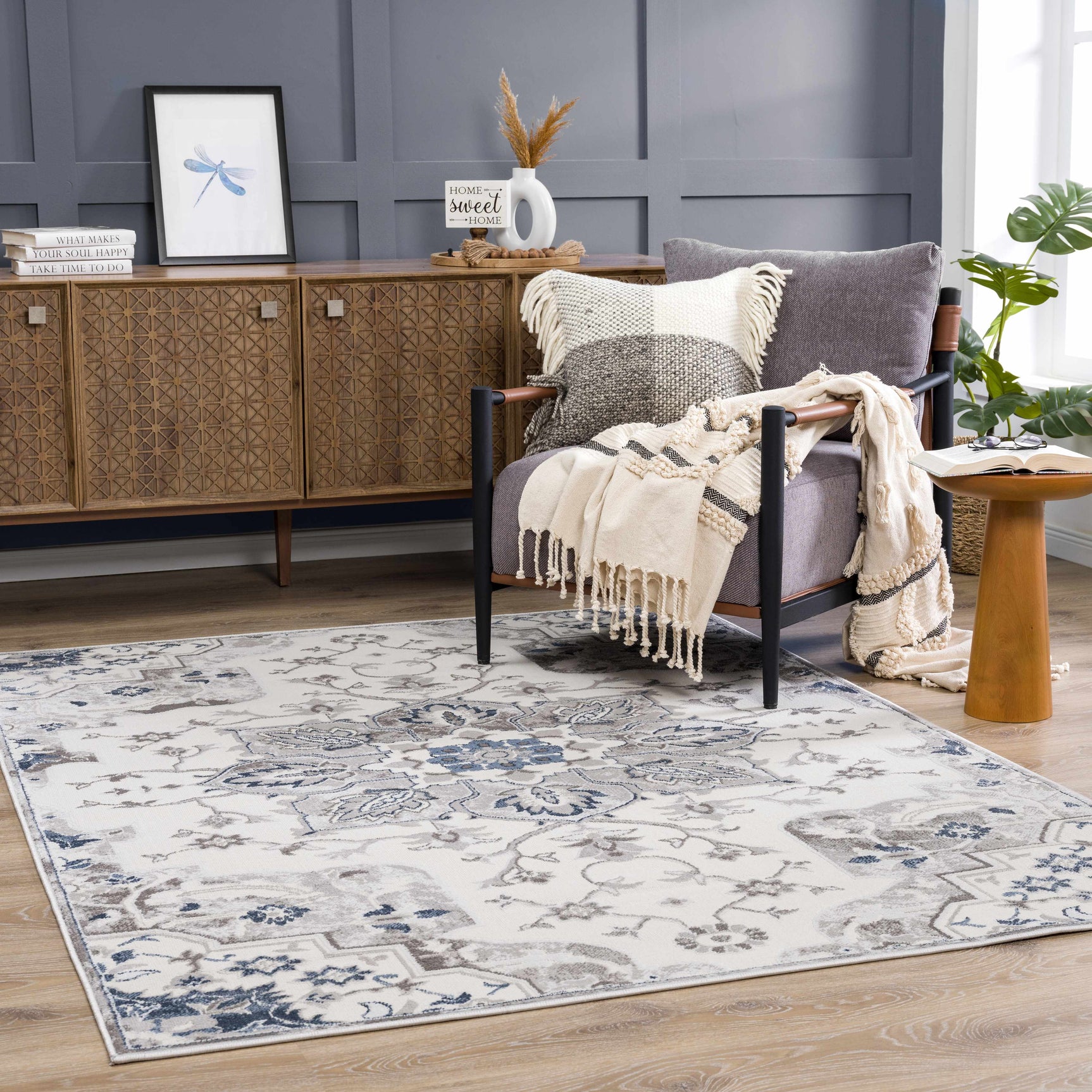 Calum Blue & Gray Area Rug - Clearance - Ornate Home