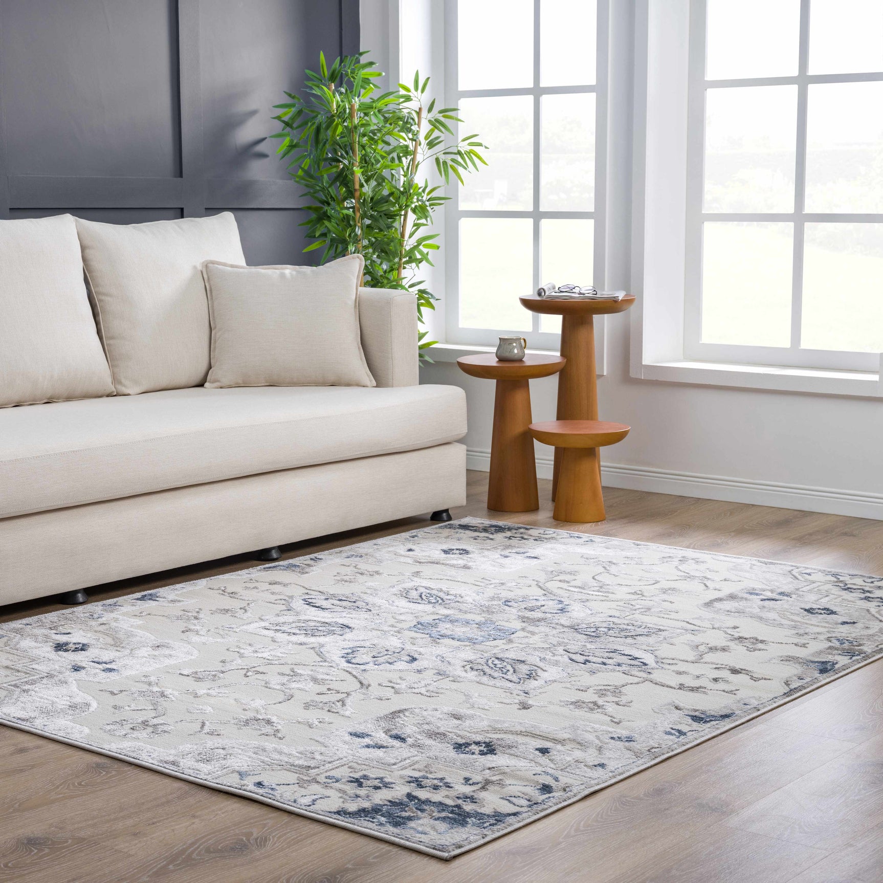 Calum Blue & Gray Area Rug - Clearance - Ornate Home