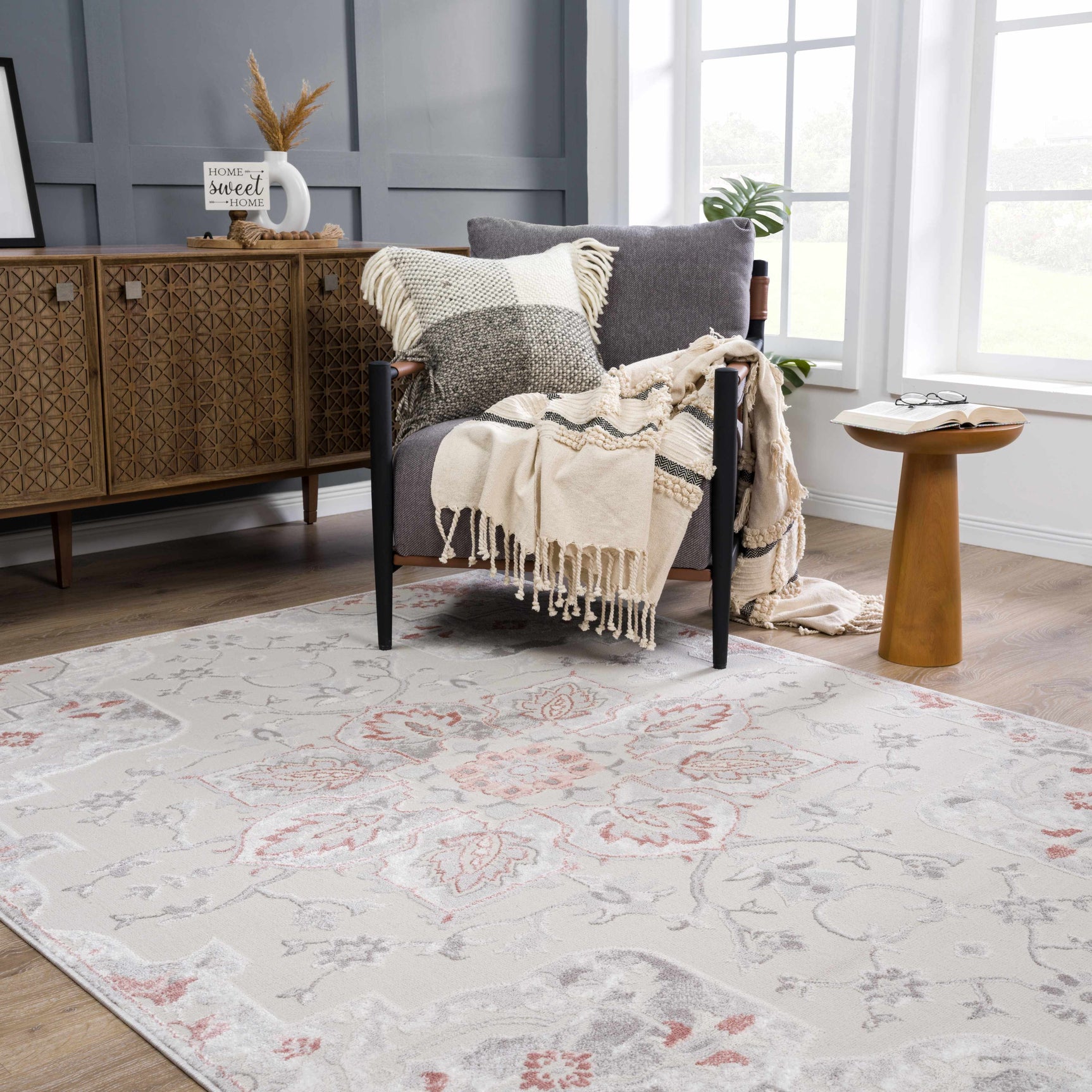 Calum Pink Floral Thick Area Rug - Clearance - Ornate Home