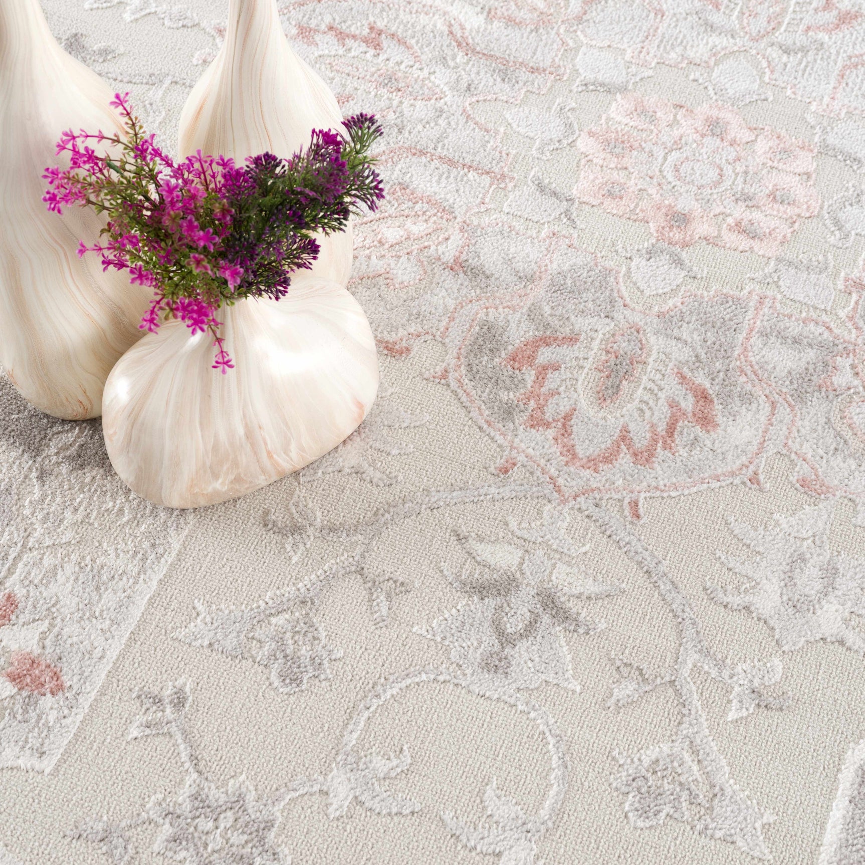 Calum Pink Floral Thick Area Rug - Clearance - Ornate Home