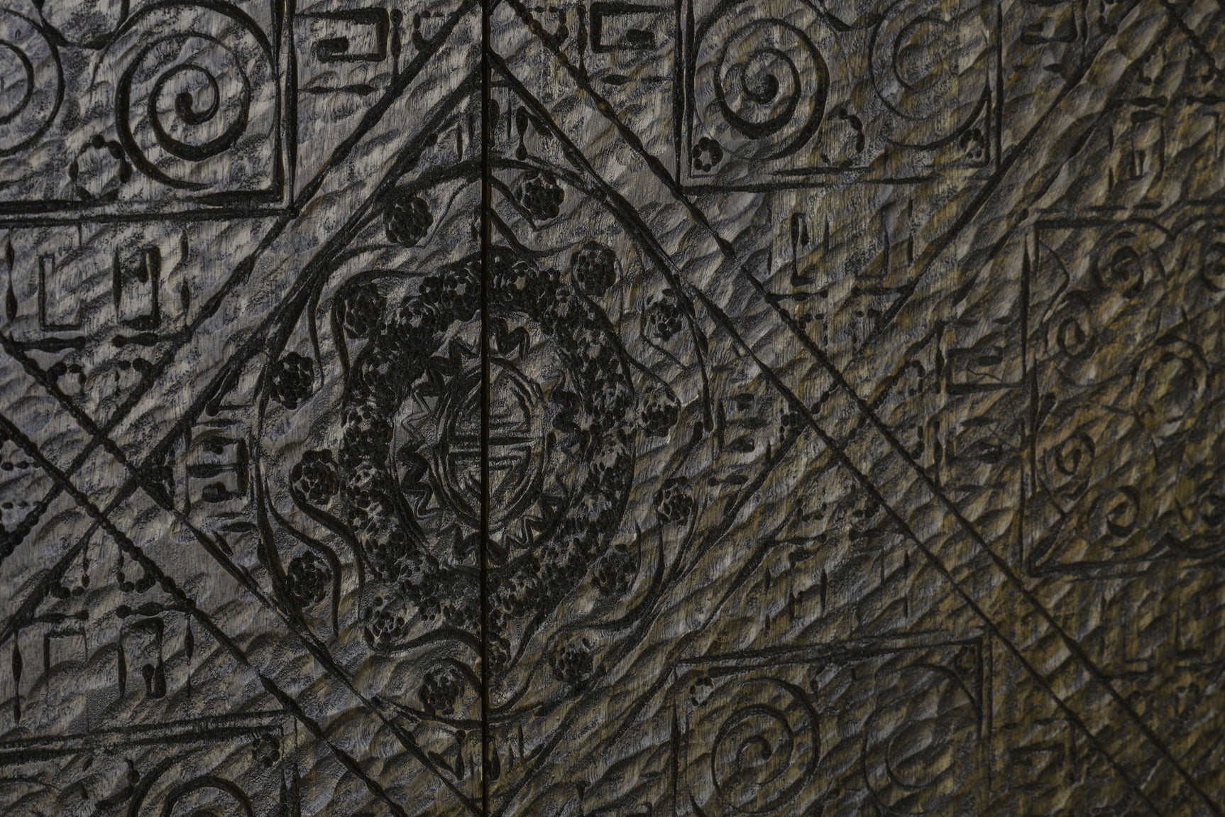 Calvary Gray Stone & Walnut Console Table - Ornate Home