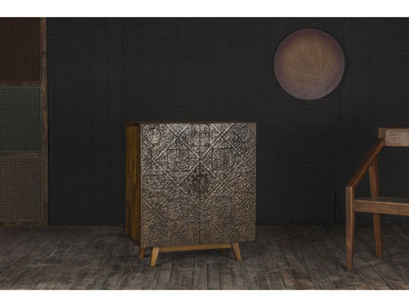 Calvary Gray Stone & Walnut Console Table - Ornate Home