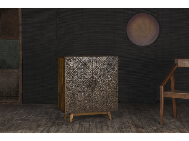 Calvary Gray Stone & Walnut Console Table - Ornate Home