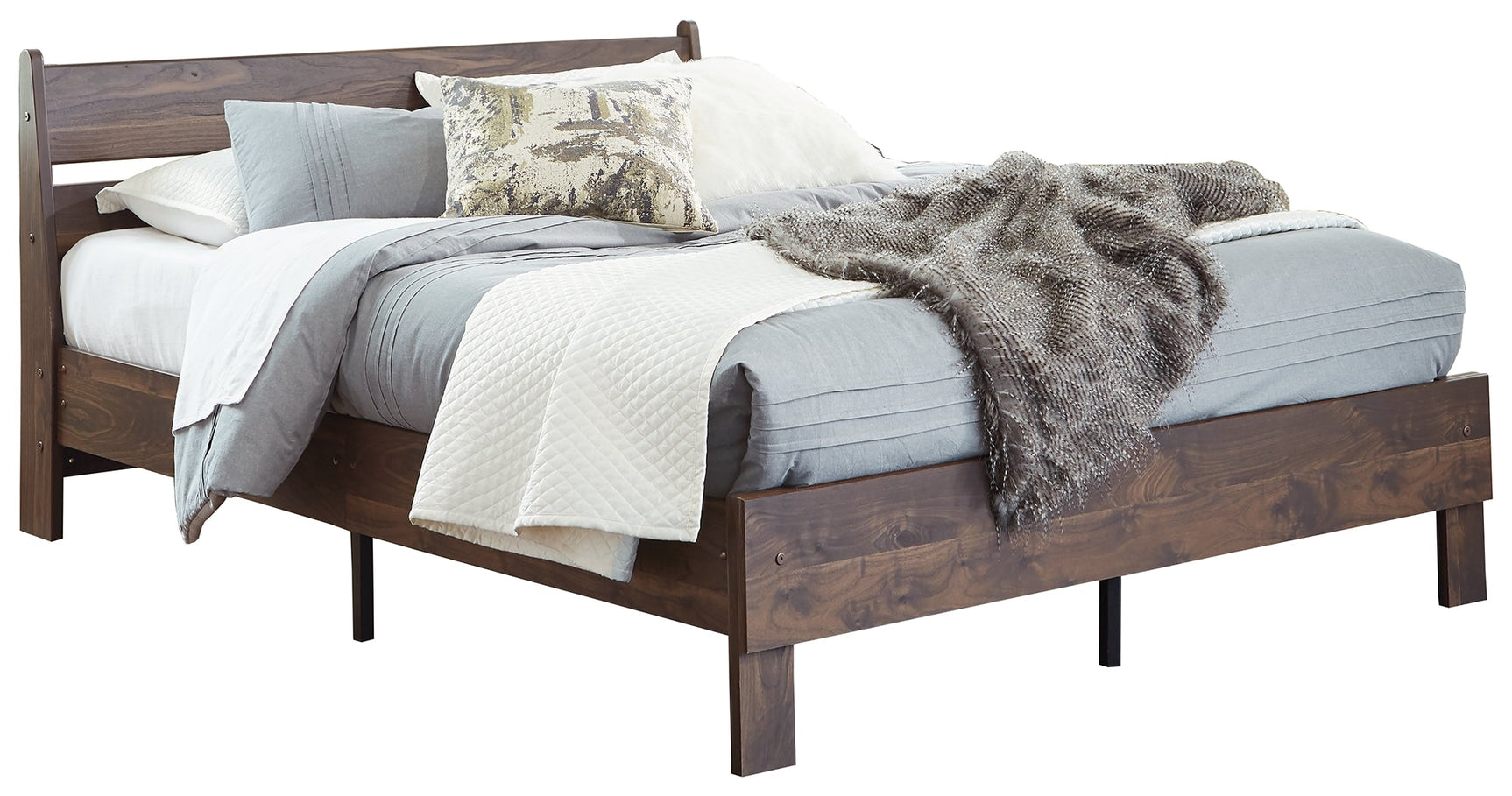 Calverson Mocha Queen Panel Platform Bed with Dresser and Nightstand (Online Special Price) - Ornate Home