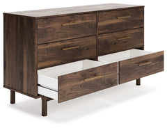 Calverson Mocha Queen Panel Platform Bed with Dresser and Nightstand - Ornate Home
