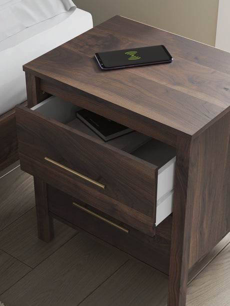 Calverson Mocha Two Drawer Night Stand - Ornate Home
