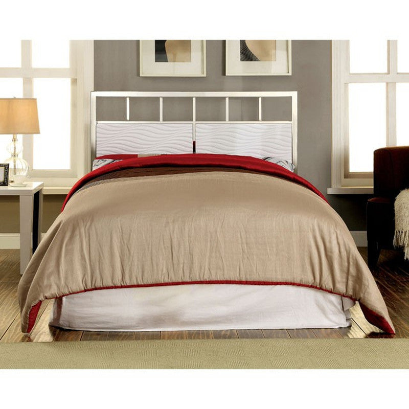 Calvin White/Chrome Cal.King Bed - Ornate Home