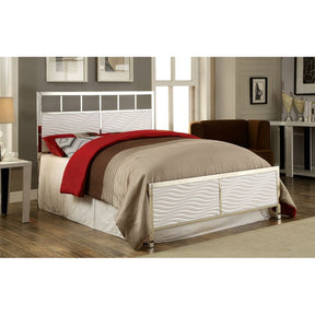 Calvin White/Chrome Queen Bed - Ornate Home
