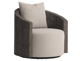 Calypso Beige/Brown/Teak Outdoor Swivel Chair - Ornate Home