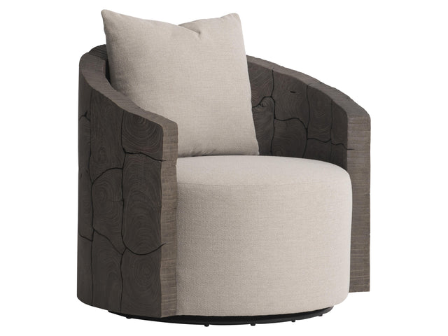 Calypso Beige/Brown/Teak Outdoor Swivel Chair - Ornate Home