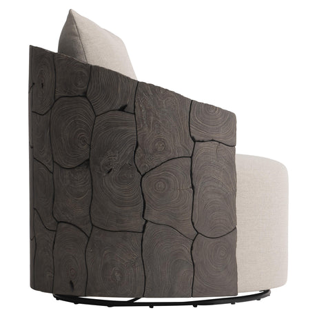 Calypso Beige/Brown/Teak Outdoor Swivel Chair - Ornate Home