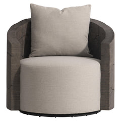 Calypso Beige/Brown/Teak Outdoor Swivel Chair - Ornate Home