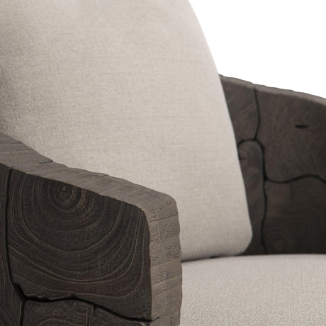 Calypso Beige/Brown/Teak Outdoor Swivel Chair - Ornate Home