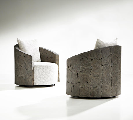 Calypso Beige/Brown/Teak Outdoor Swivel Chair - Ornate Home