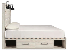 Cambeck Brown/Whitewash King Panel Storage Bed, Dresser and Nightstand - Ornate Home