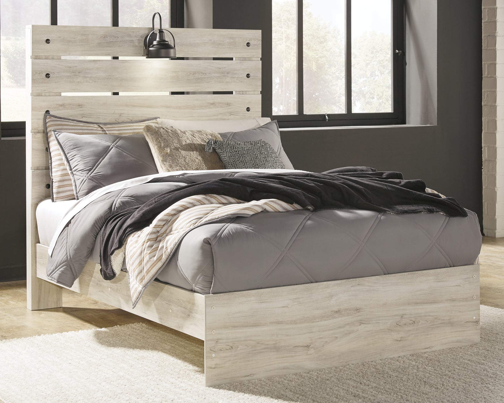 Cambeck Whitewash Full Panel Bed, Dresser and Mirror - Ornate Home