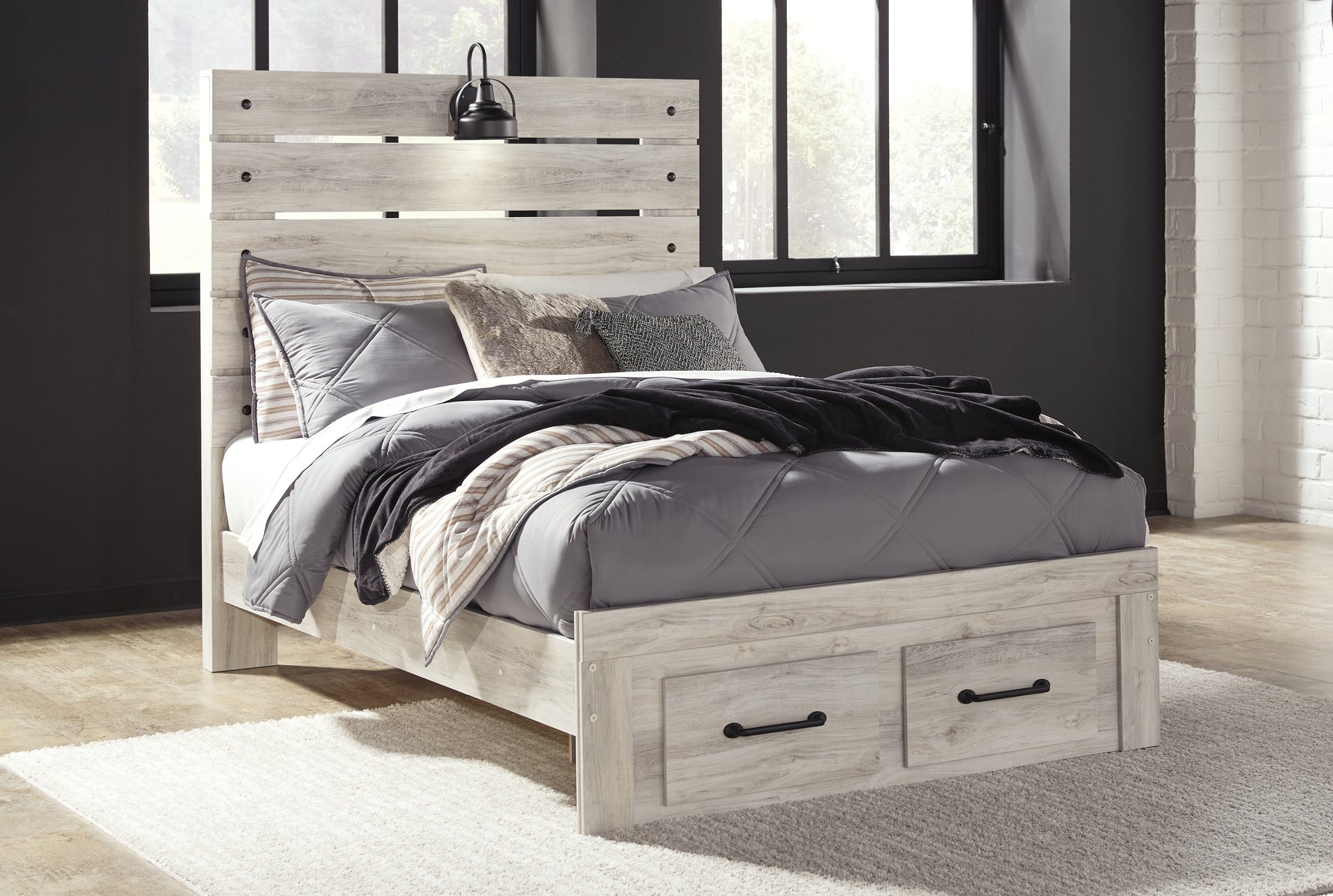Cambeck Whitewash Full Panel Bed, Dresser and Nightstand - Ornate Home