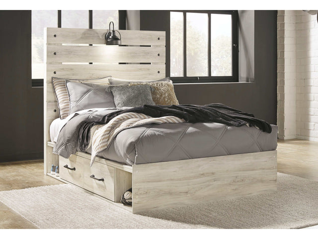 Cambeck Whitewash Full Panel Bed w/ 4 Storage Drawers (Online Special Price) - Ornate Home