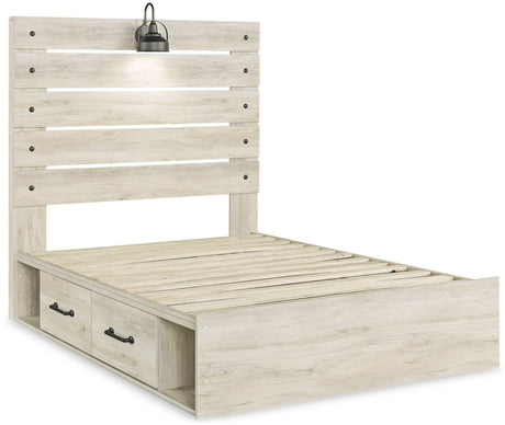 Cambeck Whitewash Full Panel Bed w/ 4 Storage Drawers - Ornate Home