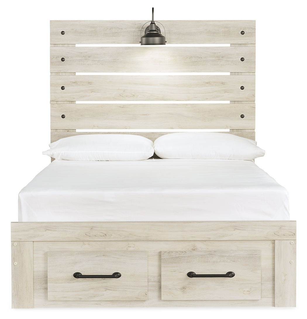 Cambeck Whitewash Full Panel Bed with 2 Storage Drawers (Online Special Price) - Ornate Home