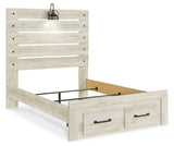 Cambeck Whitewash Full Panel Bed with 2 Storage Drawers (Online Special Price) - Ornate Home
