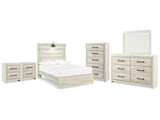 Cambeck Whitewash Full Panel Bedroom Set with Dresser, Mirror, Chest and 2 Nightstands (Online Special Price) - Ornate Home