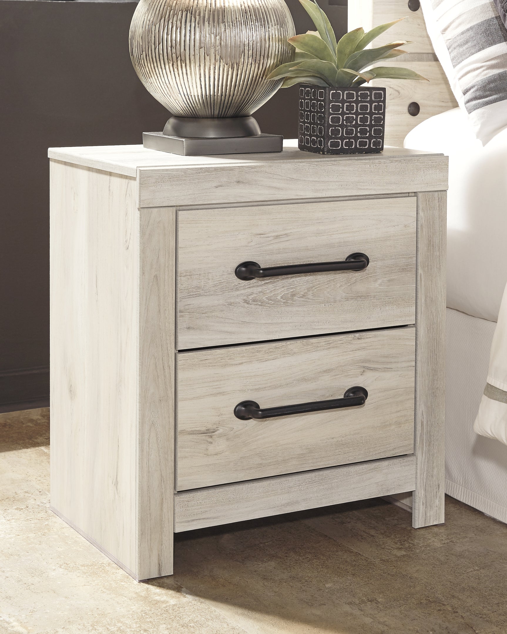 Cambeck Whitewash Full Panel Bedroom Set with Dresser, Mirror, Chest and 2 Nightstands - Ornate Home