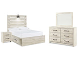 Cambeck Whitewash Full Panel Bedroom Set with Storage, Dresser, Mirror and Nightstand (Online Special Price) - Ornate Home