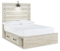 Cambeck Whitewash Full Panel Bedroom Set with Storage, Dresser, Mirror and Nightstand - Ornate Home
