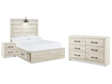 Cambeck Whitewash Full Panel Bedroom Set with Storage, Dresser and Nightstand (Online Special Price) - Ornate Home