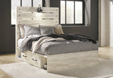 Cambeck Whitewash Full Panel Bedroom Set with Storage, Dresser and Nightstand - Ornate Home
