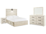 Cambeck Whitewash Full Panel Storage Bedroom Set with Dresser, Mirror and Nightstand (Online Special Price) - Ornate Home