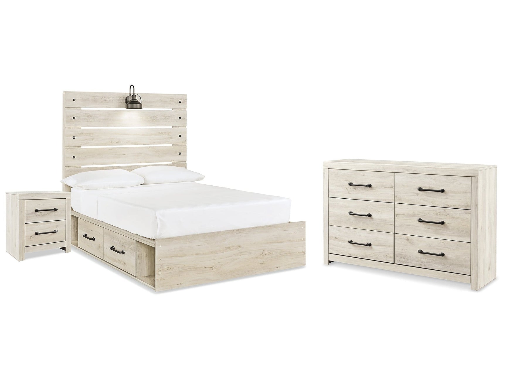 Cambeck Whitewash Full Panel Storage Bedroom Set with Dresser and Nightstand (Online Special Price) - Ornate Home