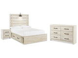 Cambeck Whitewash Full Panel Storage Bedroom Set with Dresser and Nightstand - Ornate Home