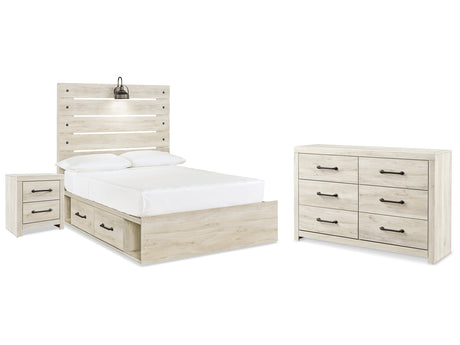 Cambeck Whitewash Full Panel Storage Bedroom Set with Dresser and Nightstand - Ornate Home