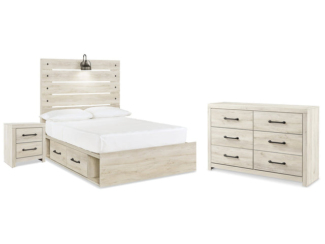 Cambeck Whitewash Full Panel Storage Bedroom Set with Dresser and Nightstand - Ornate Home