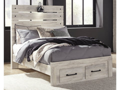 Cambeck Whitewash Full Panel Youth Bed with 2 Storage Drawers - Ornate Home