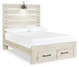 Cambeck Whitewash Full Panel Youth Bed with 2 Storage Drawers - Ornate Home