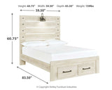 Cambeck Whitewash Full Panel Youth Bed with 2 Storage Drawers - Ornate Home