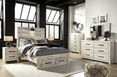 Cambeck Whitewash Full Panel Youth Bed with 2 Storage Drawers - Ornate Home
