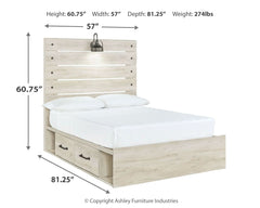 Cambeck Whitewash Full Panel Youth Bed with 4 Storage Drawers - Ornate Home