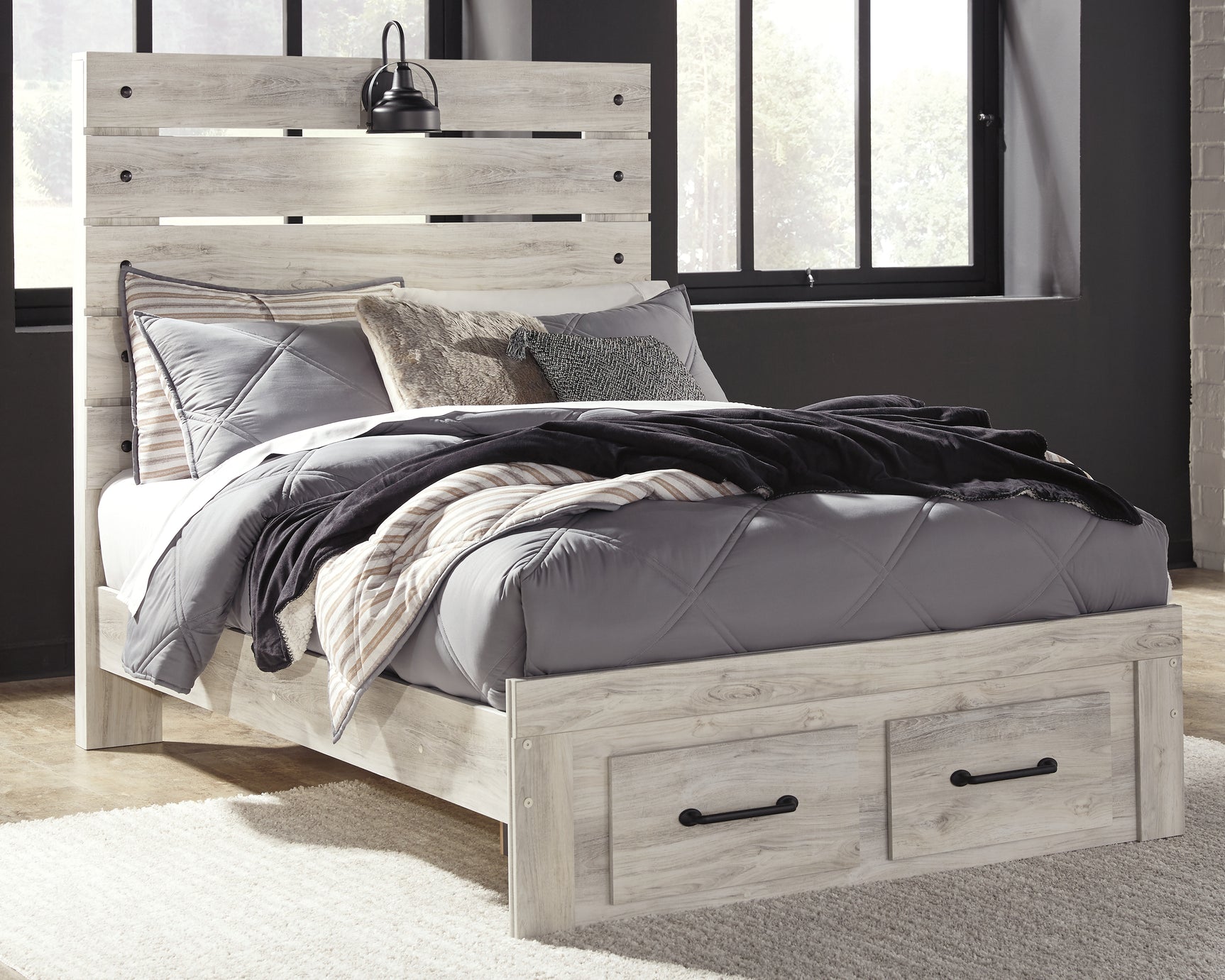 Cambeck Whitewash Full Storage Bed, Dresser and Mirror (Online Special Price) - Ornate Home