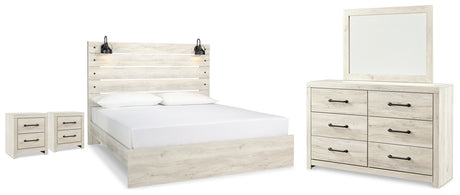 Cambeck Whitewash King Panel Bed, Dresser, Mirror and 2 Nightstands - Ornate Home