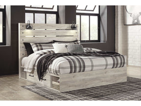Cambeck Whitewash King Panel Bed w/ 2 Storage Drawers (Online Special Price) - Ornate Home