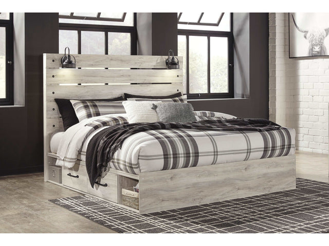 Cambeck Whitewash King Panel Bed w/ 2 Storage Drawers (Online Special Price) - Ornate Home