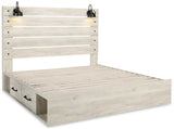 Cambeck Whitewash King Panel Bed w/ 2 Storage Drawers (Online Special Price) - Ornate Home